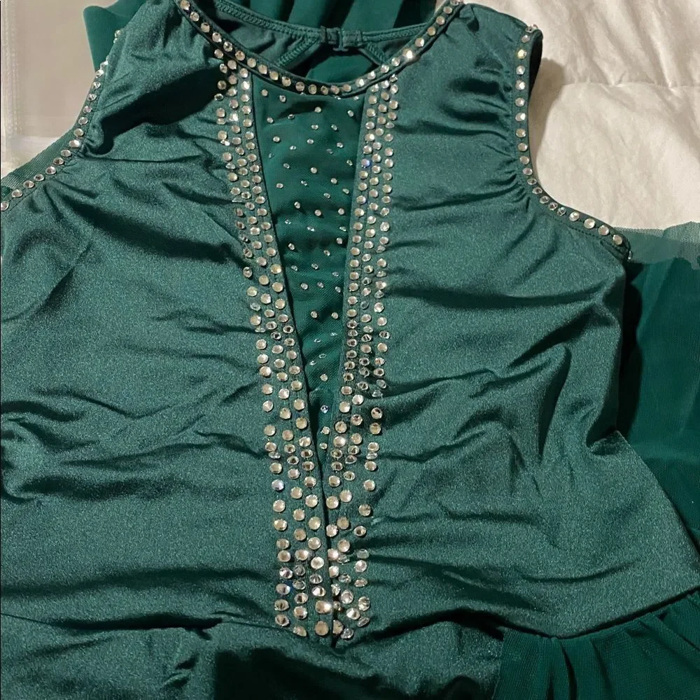 WEISSMAN Balera competition solo Dance custom illusion green Costume D12370 LC